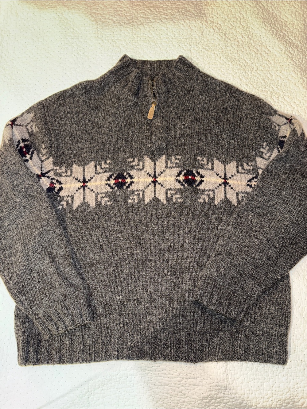 Eddie Bauer Legend 109% Lambs Wool Nordic 1/4 Zip Pullover